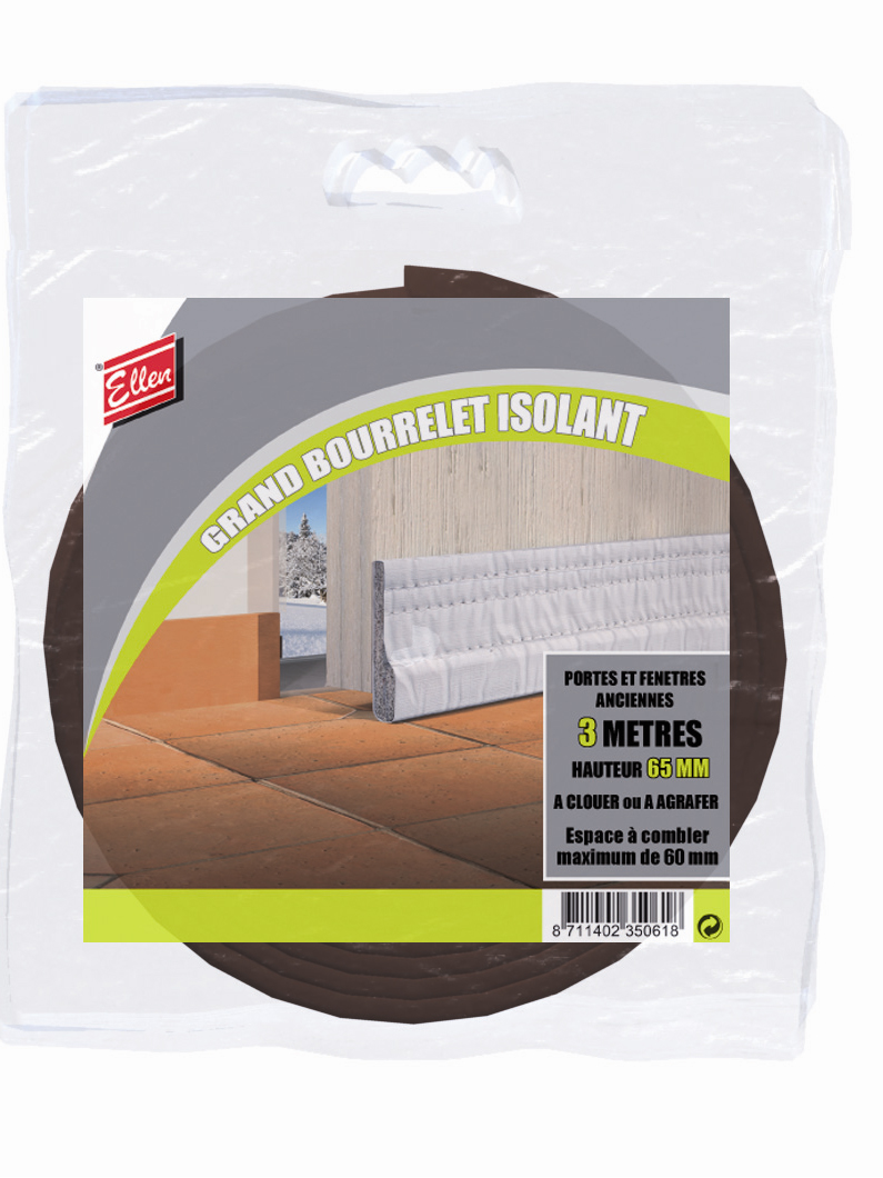 Grand bourrelet isolant à clouer brun 3 mx65mm 2000005 - ELLEN